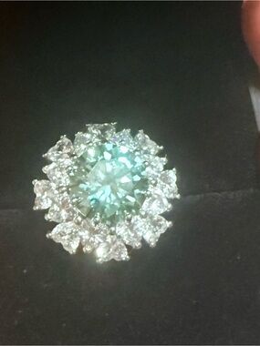 New Stunning Teal 5CT Moissanite 🤩😍Cluster flower ring design. AMAZING 🤩